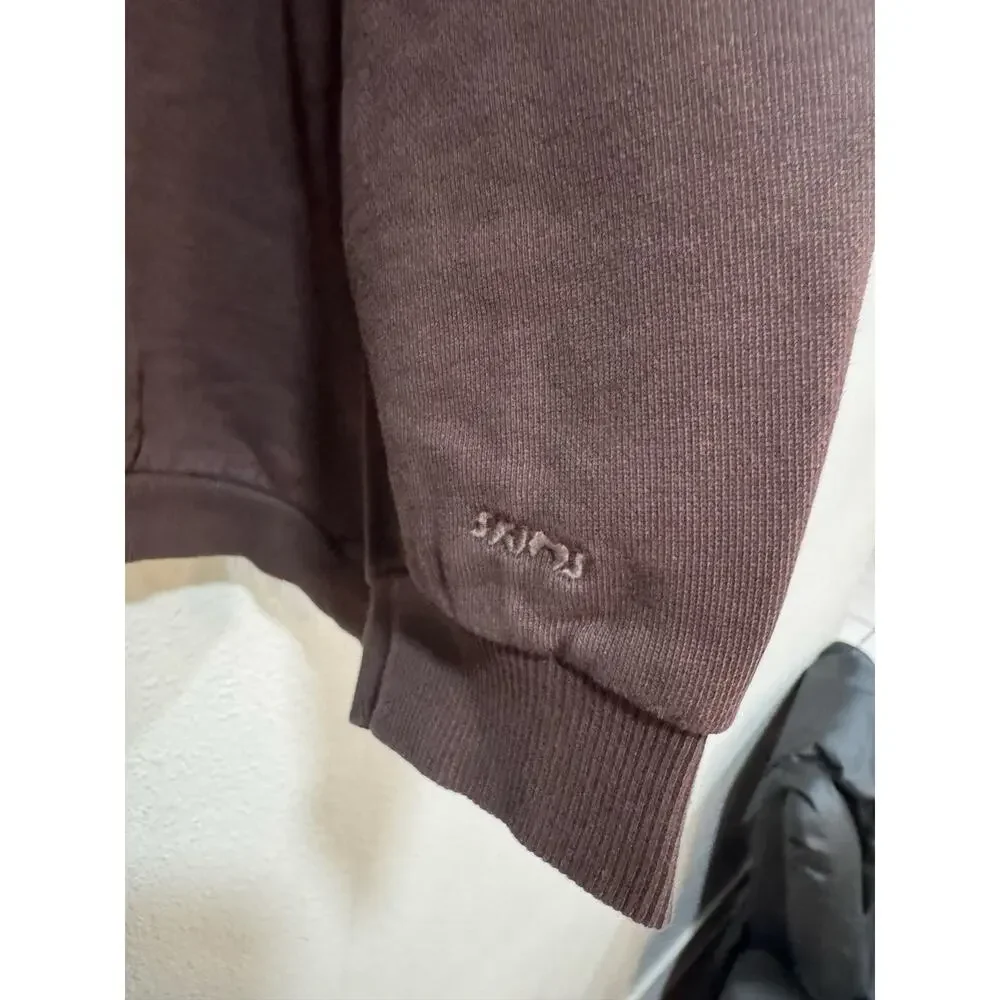 SKIMS Boyfriend Slouchy Quarter Zip Oversized Sweater Large Color Espresso - Picture 7 of 9